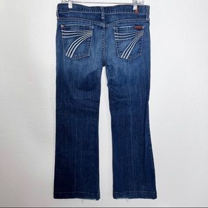 7 For All Mankind Women Dojo Flip Flop Flare Wide Leg Blue Jean Sz 29 Distressed